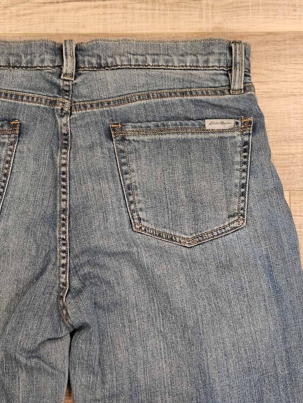 Eddie Bauer Boyfriend Mid Rise Straight Jeans Women's Size 4 Blue Plaid Cuff - Picture 6 of 12